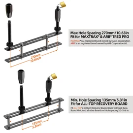 ALL-TOP Recovery Board Mount Kit, Universal Bracket for Traction Tracks, Adjustable DIY Lockable Pin Set for Roof Rack, Crossbar & Cargo Basket
