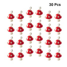 EXCEART 30 Pcs 12MM Mushroom Pendant Charms Resin Mushroom Miniature Bead Jewelry Making Charms Keychains Pendant for DIY Craft Earrings Bracelet Necklace Supplies Red