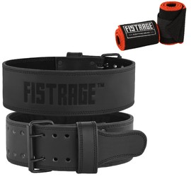 FISTRAGE Power Weight Lifting Genuine Leather Belt Gym Back Support for Men & Women Training Fitness Exercise for Tough Workouts | Power Lifters | Supports Lumber Lower Back (XX-Large, Black)