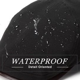 Comhats Mens Showerproof Waterproof Flat Duckbill Cap Gatsby Ivy Irish Newsboy Cabbie Golf Shooting Driving Hat Adjustable (L/XL, Black)