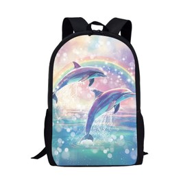 COEQINE Dolphin Backpack for Toddler Girls 10-11 Middle High School Backpack for Girls Cute,Sea Animal Pattern Bookbag Large Capacity