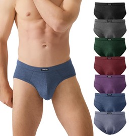 BAMBOO COOL Men's Underwear Briefs Coverd Waistband Comfort Soft Underwear with Contour Pouch Briefs Pack