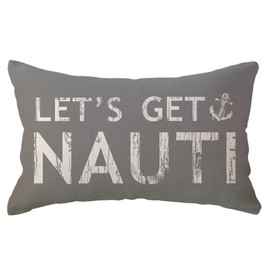 ULOVE LOVE YOURSELF Costal Beach Throw Pillow Cover Let’s Get Nauti Anchor House Decor Cushion Covers Nautical Summer Decorative Lumbar Pillowcases 12x20 inch(Grey)
