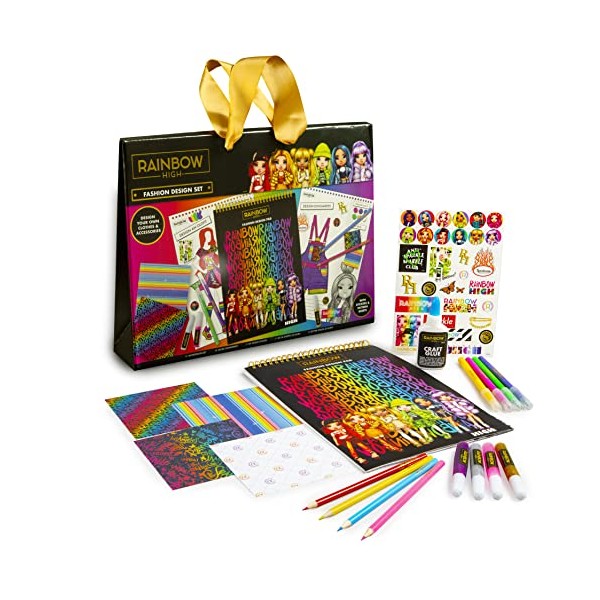 Rainbow High Fashion Fashion Design Sketchbook Set - Fashion Designer Kit for Girls â Includes 30 Page Fashion Design Pad, Brush Tip Pens & Colouring Pencils Colouring Book