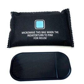 Reusable Car Interior Dehumidifier Bag and Dashboard Mounting Anti-slip Mat - Ideal for Use in Vehicles Automotive Dehumidifier, for Preventing Mould, Mildew (1 x Car Dehumidifier + Anti Slip Mat)