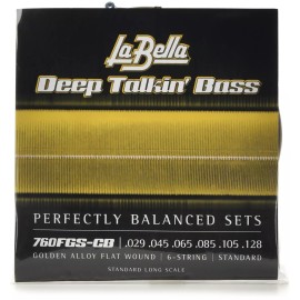 La Bella Deep Talkin' Bass Gold Flats Electric Bass Strings - 6-string
