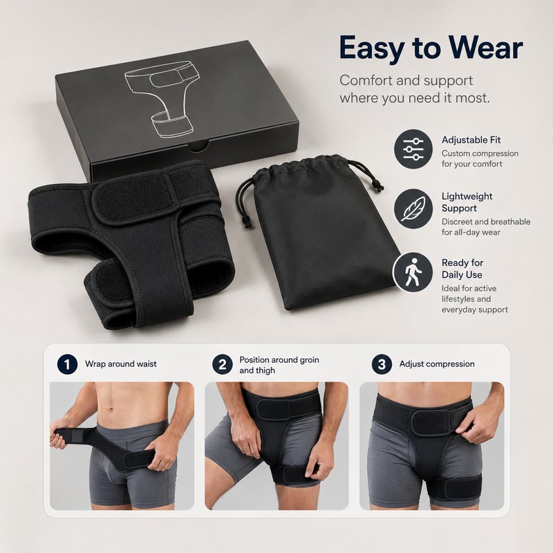 Groin Compression Wrap for Hip & Thigh Support – Adjustable