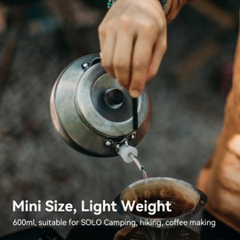 Thous Winds 0.6 Liter Lightweight Stainless Steel Camping Kettle Portable Camp Tea Pot, Outdoor Campfire Use, Green
