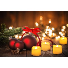 Led Flickering Flameless Votive Tea Lights Candles With Remote Control Battery Operated Set Of 12 / Electric Outdoor Tealights Timer Candle For Christmas,Xmas Decorations (Batteries Included) 200Hours
