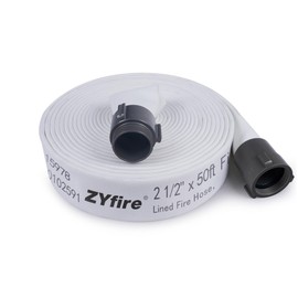 ZYfire Fire Hose - 2-1/2" ID x 50 FT Double Jacket EPDM Firefighter Hose with M x F NST/NH Aluminum Couplings 1200 PSI Burst Pressure Lightweight for Firefighting & Residential Use