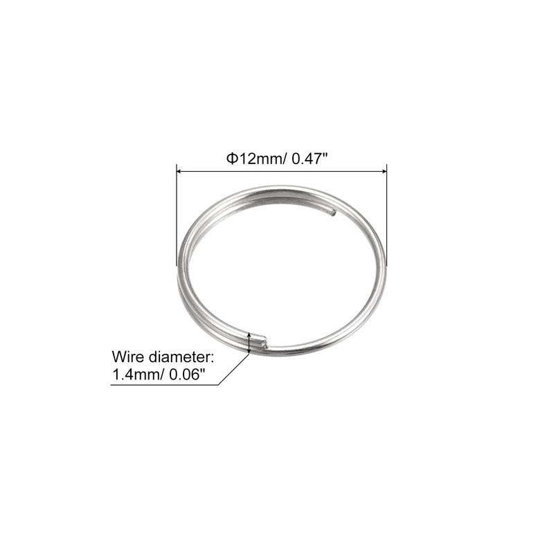 sourcing map Double Loop Split Rings 12 mm Small Round