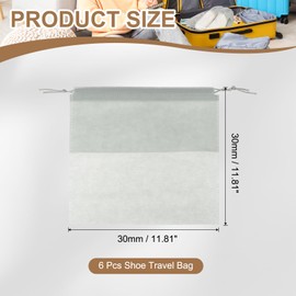 PATIKIL Shoe Bags for Travel 12", 6 Pcs Dustproof Drawstring Bags Dust Cover Non-Woven Travel Shoe Storage Bag for Packing with Clear Window for Women Men Handbag Purse, Gray