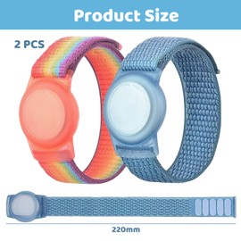 NATOSU 2er-Pack wasserdichte Airtag-Armbänder für Kinder, weiches Nylon, verstecktes Air-Tag-Armband, vollständige Abdeckung, Leichter GPS-Tracker-Halter, kompatibel mit Airtag-Band für Kleinkinder