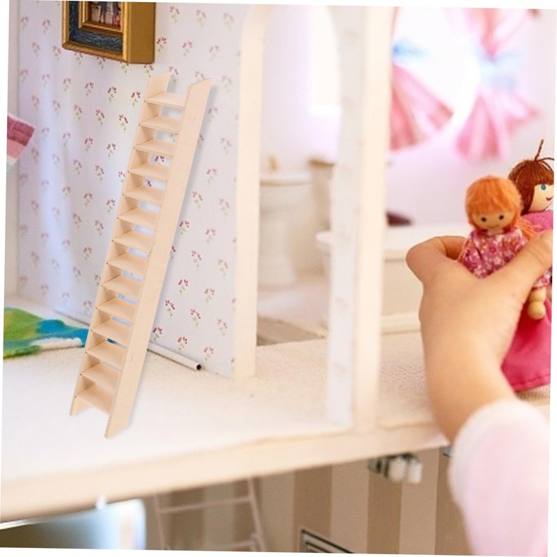 ORFOFE Miniature Ladder Wooden Tiny Ladder 1/12 Scale Mini House