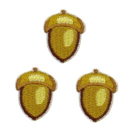 Cute-Patch Autumn Thanksgiving Small Oak Acorn Tree Nut Iron on Applique Embroidered Iron on Patches