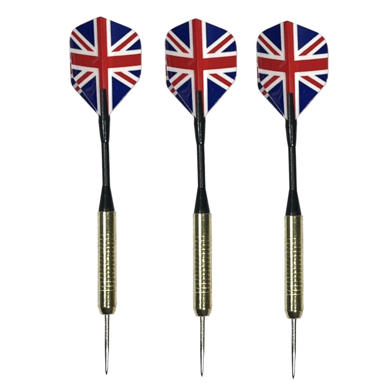 Satargo Steel Darts Set with Union Jack Flights, 16g, 6-Pack,