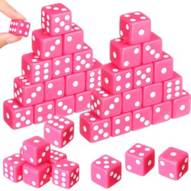 Poen 30 Pcs Hot Pink Dice Set Opaque 16mm Dice Casino Theme Party Cuboid Pink Game Cuboid with White Pips for Game Party Family Board Games