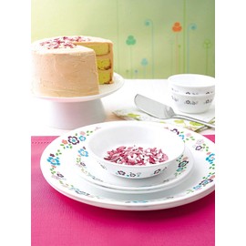 Corelle Livingware Florets Vitrelle Glass Small Plate Pack of 6, 17CM, Multicolor