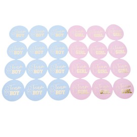 TOYVIAN 48pcs Team Girl Team boy Button Sticker Gender Reveal Stickers Baby Shower Games Party Favors