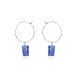 Kyanite Raw Nugget Hoop Earrings in Sterling Silver