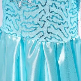 Buscarna Girl's Princess Dress Queen Costume Cosplay Dress Up with Accessories - White/Blue, 5-6 years
