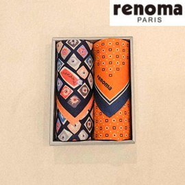 Renoma 대구백화점 레노마남녀2매 나염 손수건 세트(RFA78번) Daegu Department Store Renoma Men's and Women's 2-Piece Printed Handkerchief Set (Model RFA78)