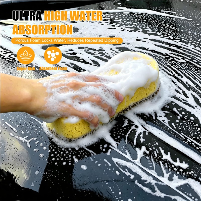 2 Pack Large Plush Car Sponge for Washing, Jumbo Sponge,