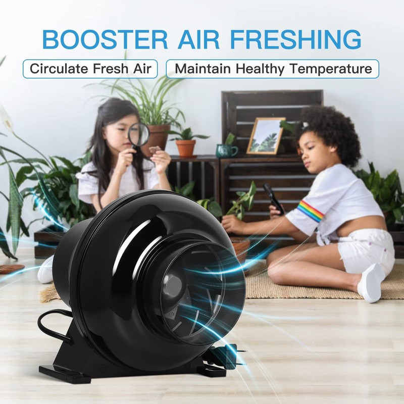 iPower 4 Inch 230 CFM Inline Duct Ventilation Fan Quiet