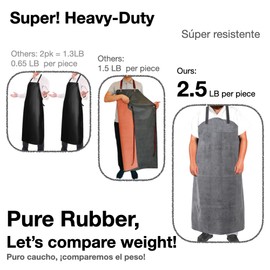 Urby Plus Size Waterproof Aprons for Dishwashing and Butchers, Mandiles De Plastico Para Lavaplatos. Chemical and Heat-resistant. Fits Unisex Shirt Size XL XXL Or Plus, Waist W36+. GreyWhite