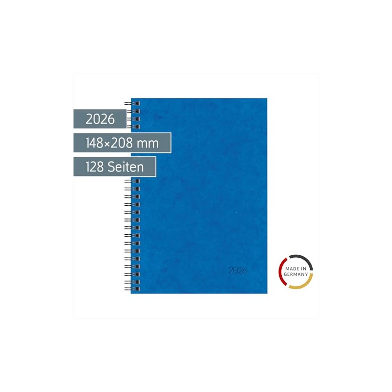 BRUNNEN Book Calendar Model 796 2026 | A5, Cardboard, Blue