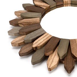 Honiway Boho Wall Decor 12 inch Decorative Mirror with Rustic Wood Sunburst Frame, Perfect for Bedroom, Living Room, Bathroom, Kitchen