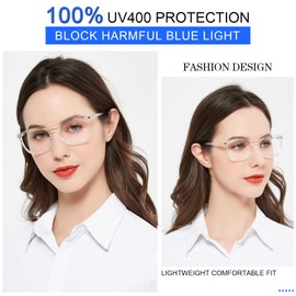 MARE AZZURO Blue Light Blocking Reading Glasses Women Trendy Square Computer Readers 1.0 1.25 1.5 1.75 2.0 2.25 2.5 2.75 3.0 3.5 4.0 5.0 6.0 (Transparent, 1.25)