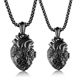 Cupimatch Men's Necklace Boxing Gloves Heart Pendant Necklace Men's Stainless Steel Punk Rock Box Chain Gift for Men Boys, Stainless Steel