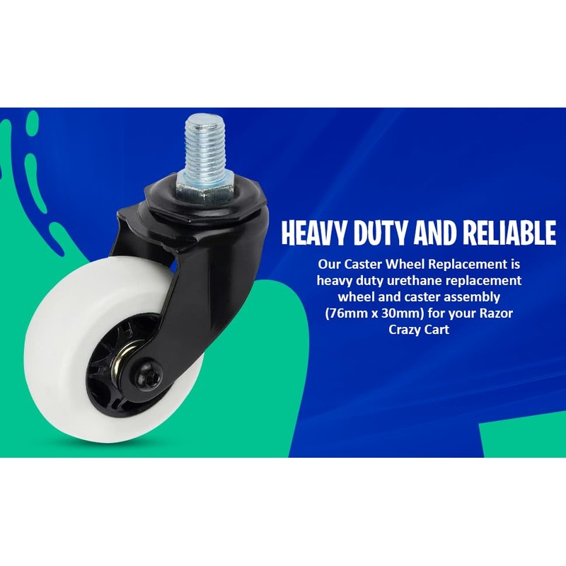Caster Wheel for Razor Crazy Cart - Premium Replacement 76mm