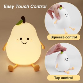 Cute Pear Night Light, Cute Night Light for Kids, Cute Silicone Night Light, USB Rechargeable Nursery Lamp, Eye Caring Night Light Multicolor Night Lamp for Kig Bedroom Gift (pear)