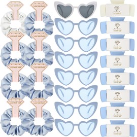 Bridesmaid Scrunchies Proposal Hair claws clips Set of 12 Bridal Shower heart sunglasses Gifts for Wedding Bachelorette Party Favors (32pcs White&rose gold)