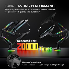 Ultrawide Monitor arm for 17-49'' Heavy Duty Screen up to 44lbs, Gas Spring Single Monitor Arm with RGB Light, Adjustable Gaming Computer Monitor Arm for Desk