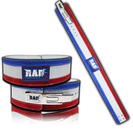 RAD Split Leather Weight Lifting Lever Pro Belt Back Support Gym Training New (Red, White, Blue, Medium)