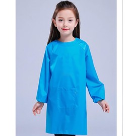 Yiqeenho Kids Art Smock Waterproof Painting Apron Artist Smocks for Children Long Sleeve Smock with Pocket Blue 2XL Fit Height 115-130CM