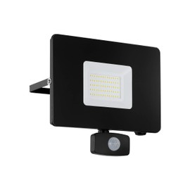 LED Outdoor Wandleuchte FAEDO 3 Schwarz Klar L:20,5cm H:20cm T:5cm Sensor IP44