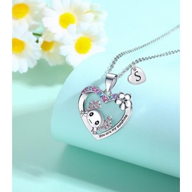 STHSPHOO Axolotl Necklace for Girls,Axolotl Jewelry Birthday Gift for 6 7 8 9 10 11 12 Years Old Girls Kids Little Teens Girls CZ Heart Initial E