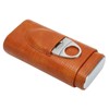 Cigar Case 3 Finger Cedar Wood Lining Portable Faux Leather