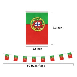 Portugal Portuguese Small Mini String Banner Flags Miniature Portugal Banners For Grand Opening,Grand Opening Sports Celebration Decorations (50 Feet 38 Flags)