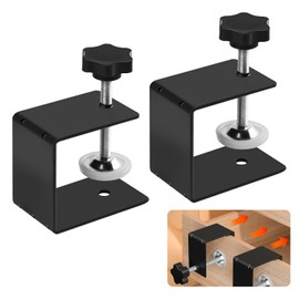 2PCS C-Clamp, Universal Heavy Duty C-Clamp Base Stand Stainless Steel Tiger Clamp, Drawer Front Clamp Metal Desk Mounting Accessory Fence Clamp for Woodworking Fixed Repair Home Improvement Black