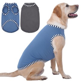 IECOii XXXL Dog Tshirts for Large Dogs,2 Pack Extra Large Dog Shirts for Summer,Dog Soft Tank Top Sleeveless Vest Lightweight Pet Pullover T Shirts for Labrador,German Shepherd,Grey+Blue,3XL
