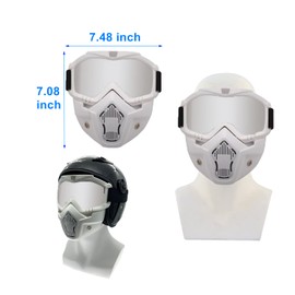 LJDJ Motorcycle Goggles with Removable Face Mask - Dirt Bike ATV Motocross Eyewear Anti-UV Adjustable MX Riding Offroad Cycling Motorbike Protective Glasses Racing Combat Tactical Military Goggles
