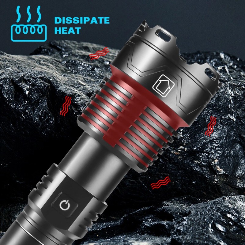 Garberiel Super Bright 900000Lumens XHP160 LED Flashlight Rechargeable Powerful Zoom