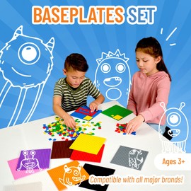 Strictly Briks Classic Stackable Baseplates, for Building Bricks, Bases for Tables, Mats, and More, 100% Compatible with All Major Brands, Rainbow Colors, 24 Pack, 10x10 Inches