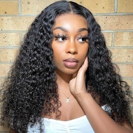 5x5 HD Lace Closure Wigs Human Hair 20 Inch Wear and Go Glueless Wigs Human Hair Pre Plucked Pre Cut for Beginners 180% Density Deep Wave Lace Front Wigs Human Hair Perruque Femme Humain Naturel