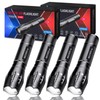 RECHOO Tactical Flashlight 4 Pack, Bright Zoomable LED Flashlight with